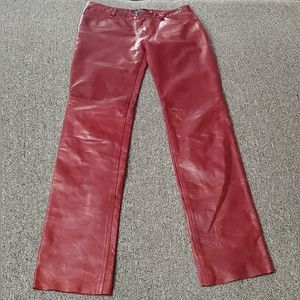 Earl Jean Womens Pants Red Sz 28 Genuine Leather Biker Pants & Lining-AMAZING!!